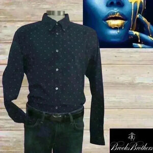 Brooks Brothers 1818 Long-Sleeve Shirt Mens Blue Polka Dot Sz XL